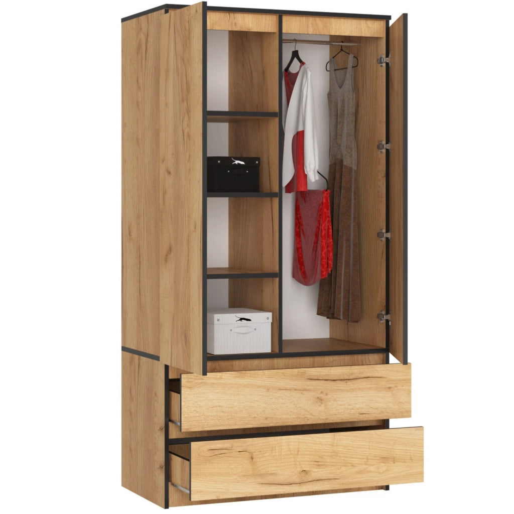 Armadio AKORD S90 Quercia Craft 90 cm 2 ante 2 cassetti 90x51x180 cm