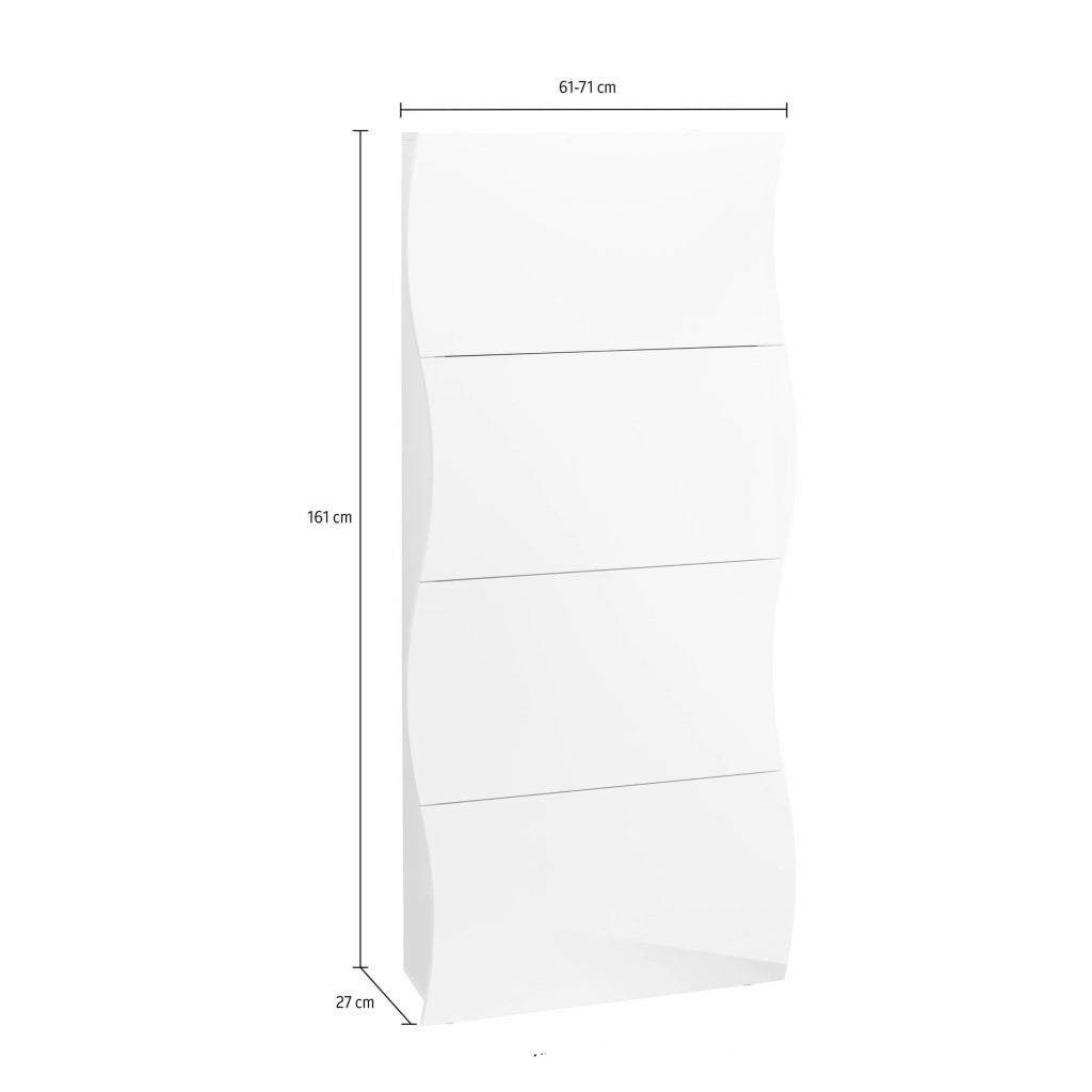 Scarpiera 4 Ante a Ribalta Onda 71x26,6x161,4 cm Finitura in Melamina Antracite Opaco