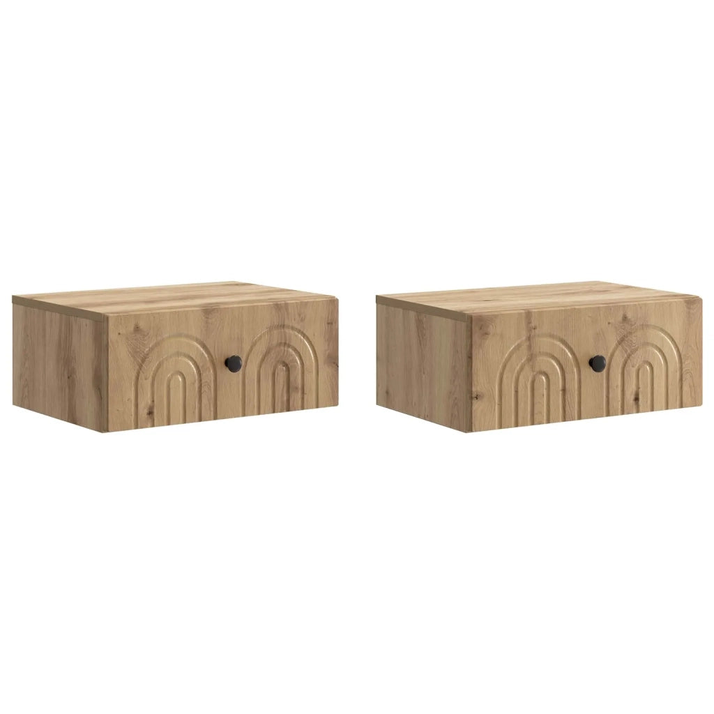 Mobiletto da notte a muro con cassetto 2 pcs Rovere Artigianale 898124