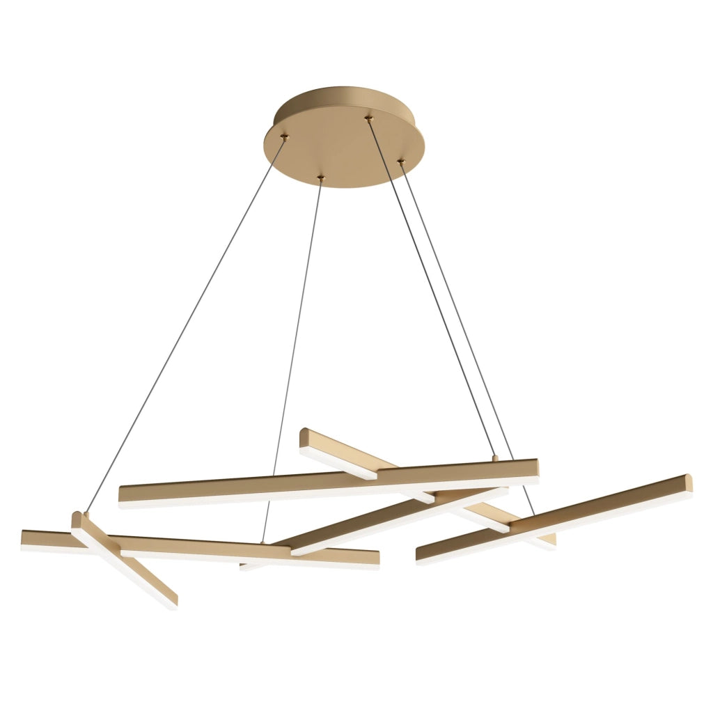 Maytoni Lampadario moderno Line 6 luci LED integrato oro metallo acrilico