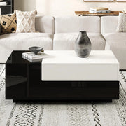 Tavolino-Xylo-100x50x38cm, cassetto, piano estraibile, bianco+nero