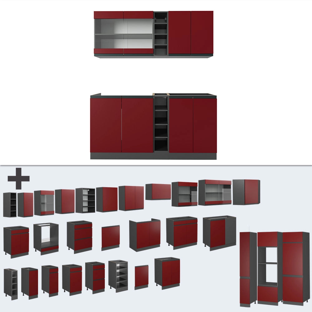 Vicco Cucina completa Rosso/antracite 160 cm , PL Antracite
