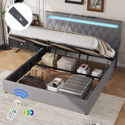 Letto matrimoniale 180x200 con LED e idraulica - Xylo - Grigio