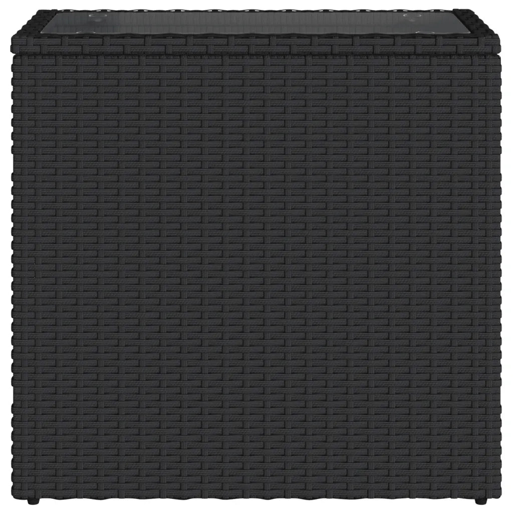 Tavolo da Giardino Piano in Vetro Nero 58x27,5x55 cm Polyrattan 365982