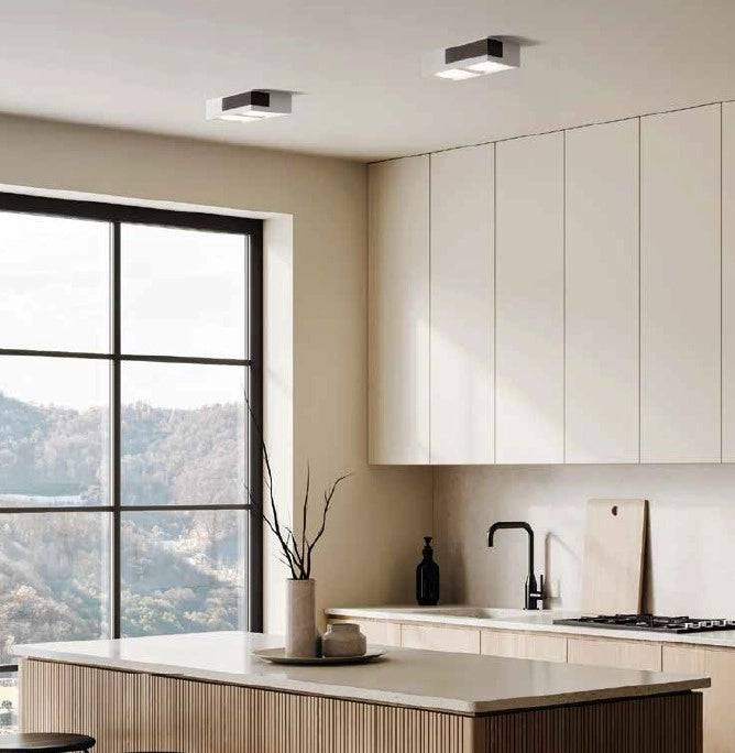 VELIA lampada a soffitto 2 luci attacco GX53 bronzo in gesso e alluminio 21,8x5,5cm