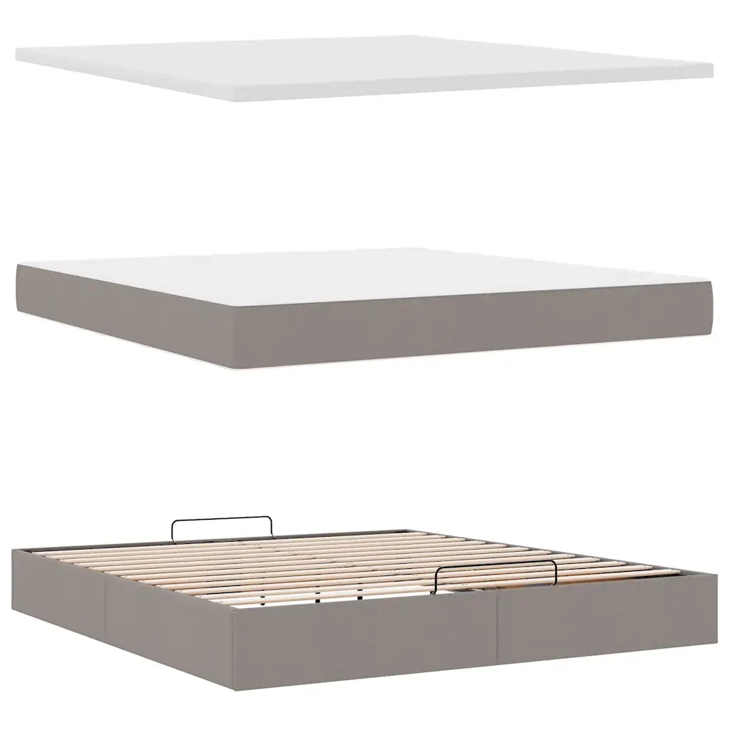 Struttura Letto Pouf con Materasso Tortora 180x200cm in Tessuto 3311647