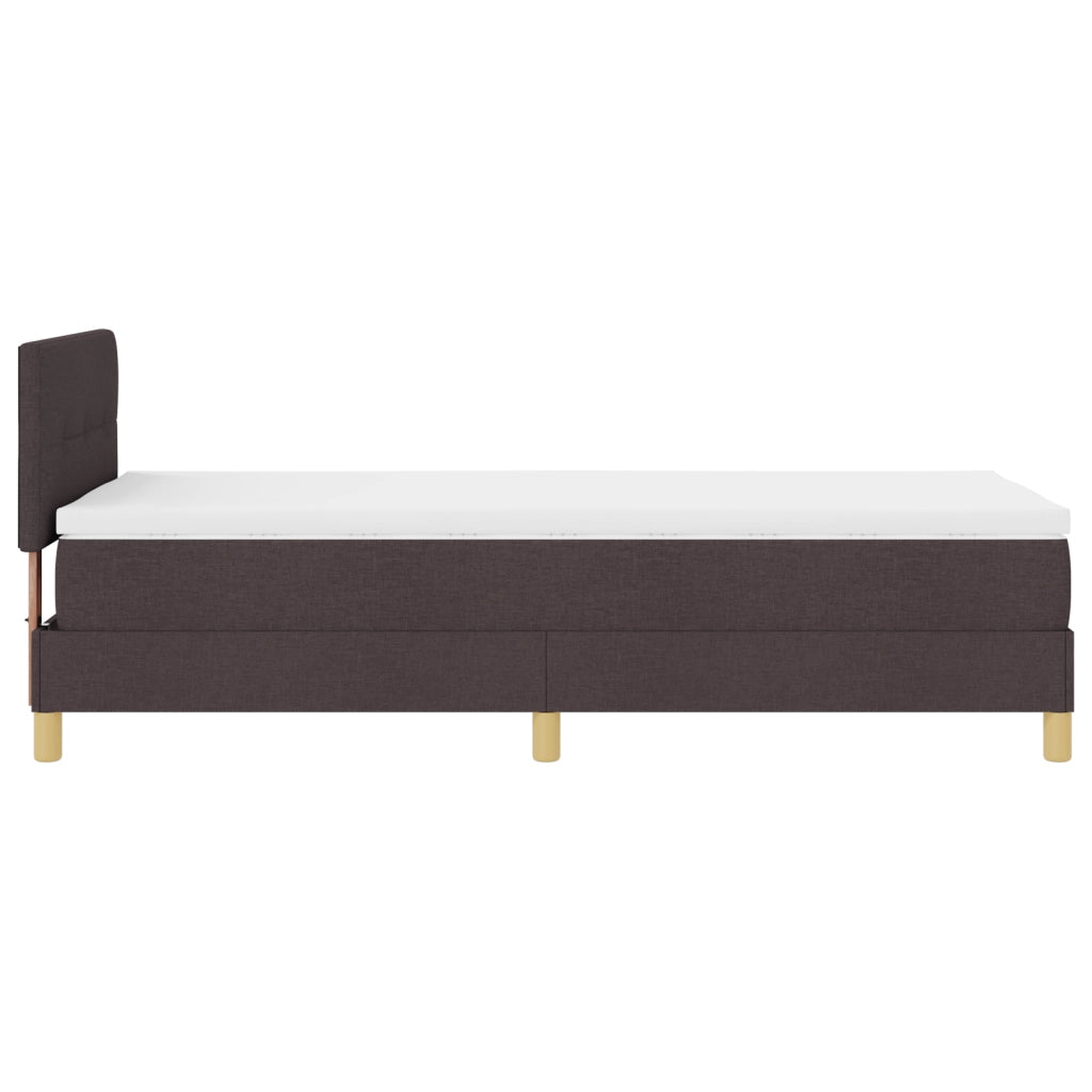 Letto con Box Spring e Materasso Marrone Scuro 90x200 cm Tessuto