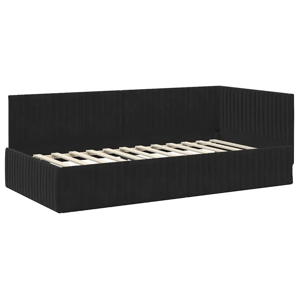 Struttura Letto Angolare con Materasso 2 pcs Nero Velluto