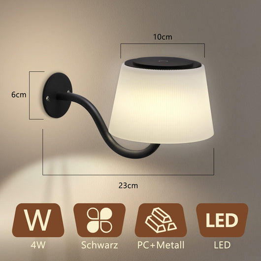 ZMH Applique da parete 2 luci da parete LED dimmerabili con interruttore faretti da parete wireless neri moderni