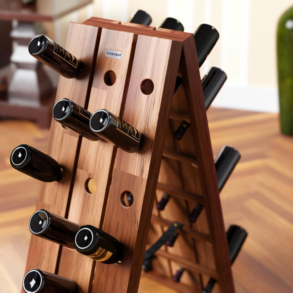 Portavini 36 Bottiglie in Legno di Acacia 87x 55x 39 cm Cantina Cucina Soggiorno Portabottiglie Botte Scaffale Rustico