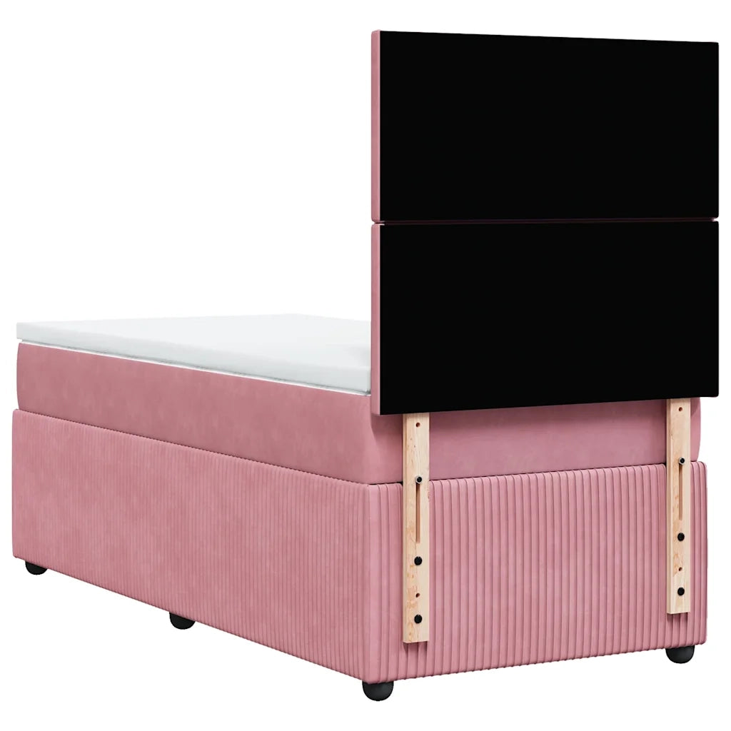 Giroletto a Molle con Materasso Rosa 90x190 cm in Velluto