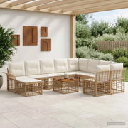 Set di divani da esterno 11 pz Naturale e Bianco Crema 3437820