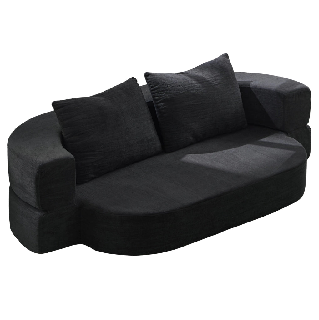 Divano letto pieghevole multifunzione 3 in 1 in flanella; nero