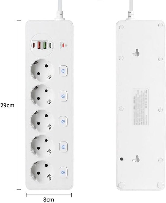 Cavo di estensione con più connettori e 4 porte di ricarica USB rapida (bianco)