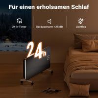 Termoconvettore elettrico in vetro temperato 2000W, controllo Wi-Fi e telecomando, Display LED, IP24