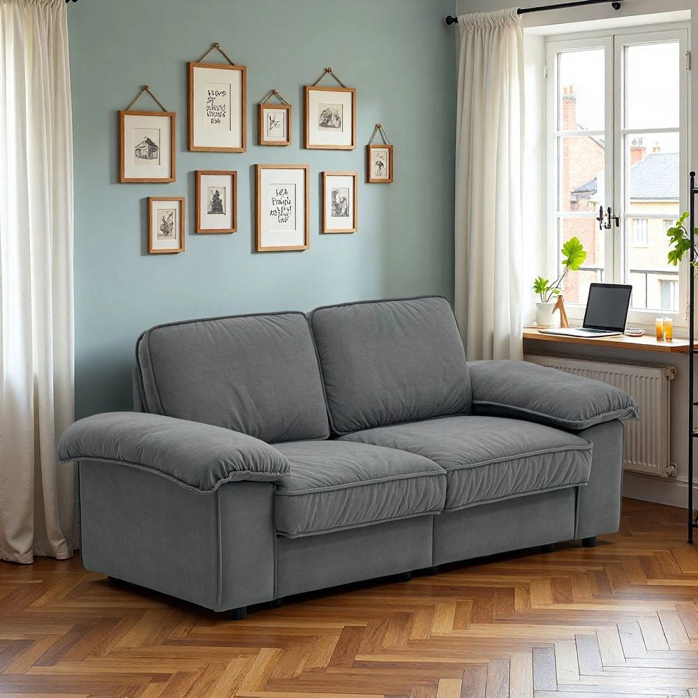 Divano 2 posti con contenitore - Xylo - Design cloud, tessuto morbido, grigio