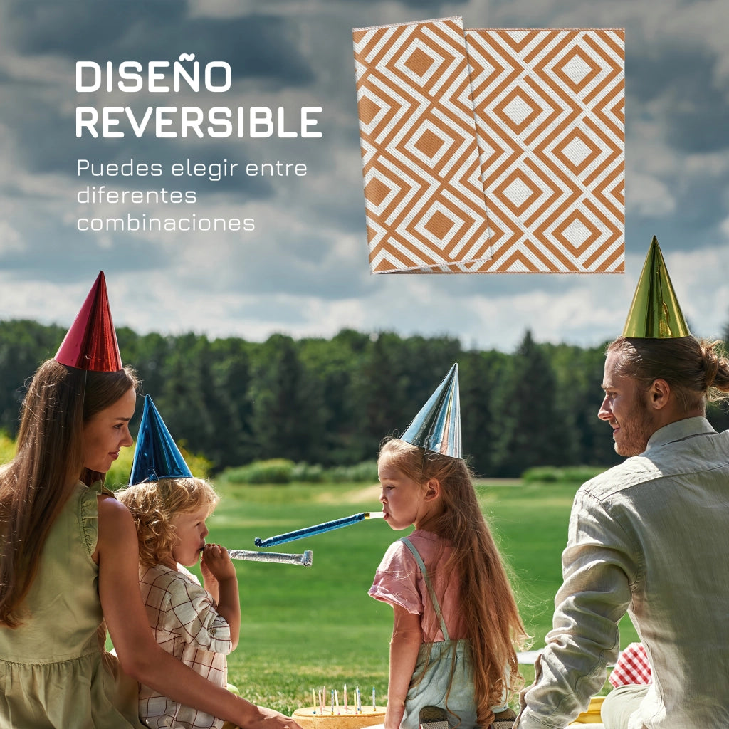 Tappeto Esterno Reversibile 182x274 cm ¨C zephmum ¨C Plastica Impermeabile Rosso e Bianco
