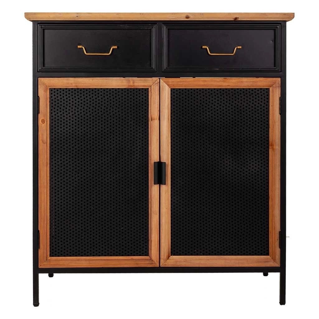 Mobile da ingresso in legno e metallo nero 80x34x90h