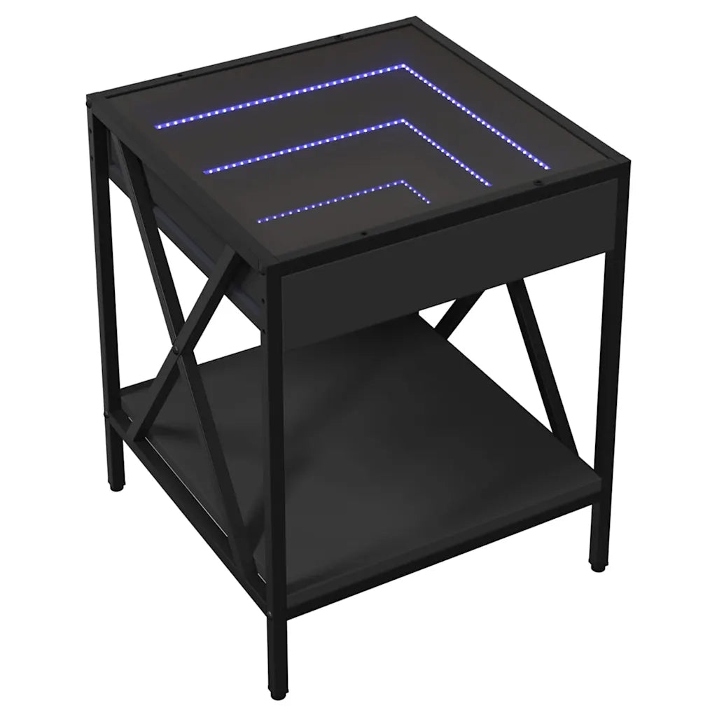 Tavolino da salotto | Tavolino da caff¨¨ | Tavolino da Soggiorno con LED Infinity Nero 40x40x49 cm