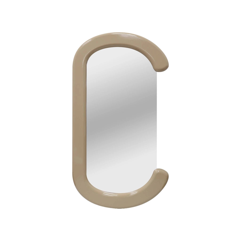 Specchio ovale decorativo in legno, 91cm, ecrù