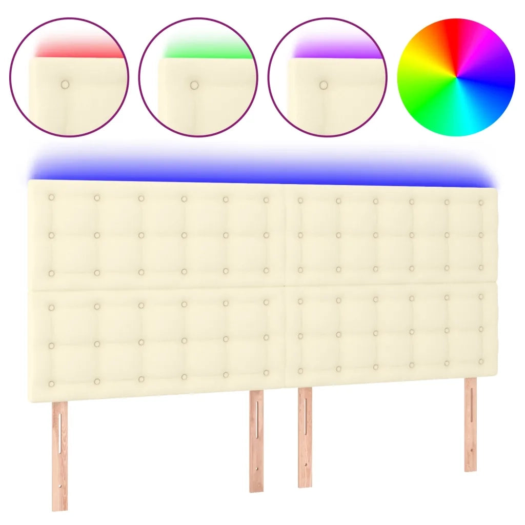 Testiera a LED Crema 180x5x118/128 cm in Similpelle cod mxl 49779