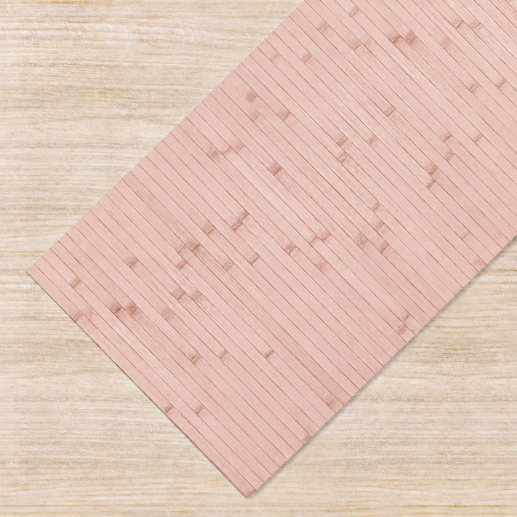 Tappeto Passatoia In Vero Bamboo Tappeto Cucina Ingresso In Legno Antiscivolo Aderente Lavabile E Antimacchia Tagliabile  Rosa - 50x400 cm