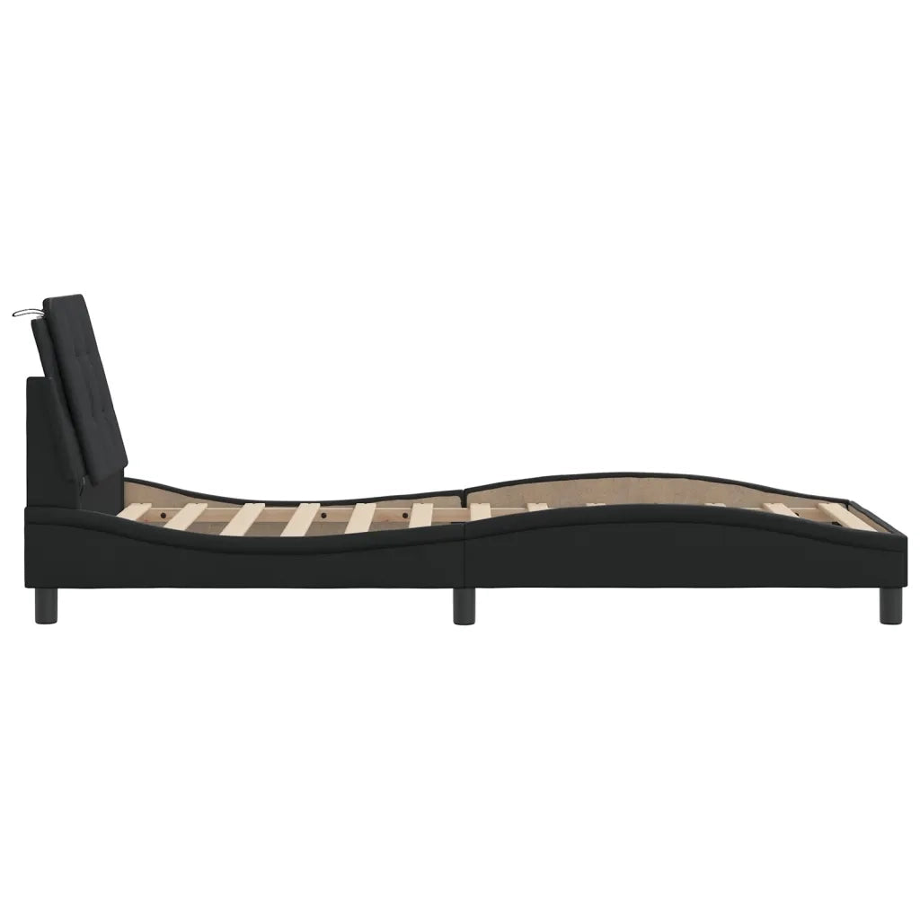Giroletto con LED senza Materasso-Struttura Letto Zadar Nero 90x190 cm