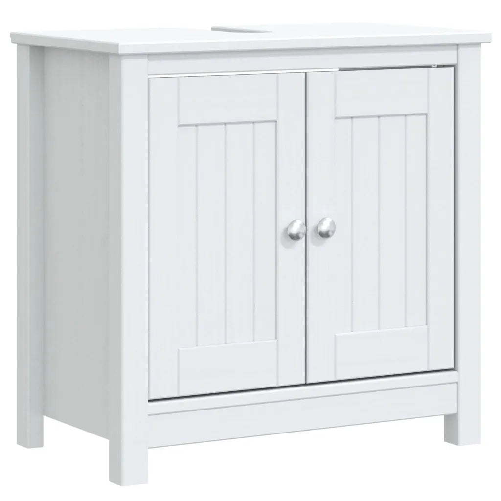 Set Mobili da Bagno 4 pz BERG Bianco in Legno Massello di Pino