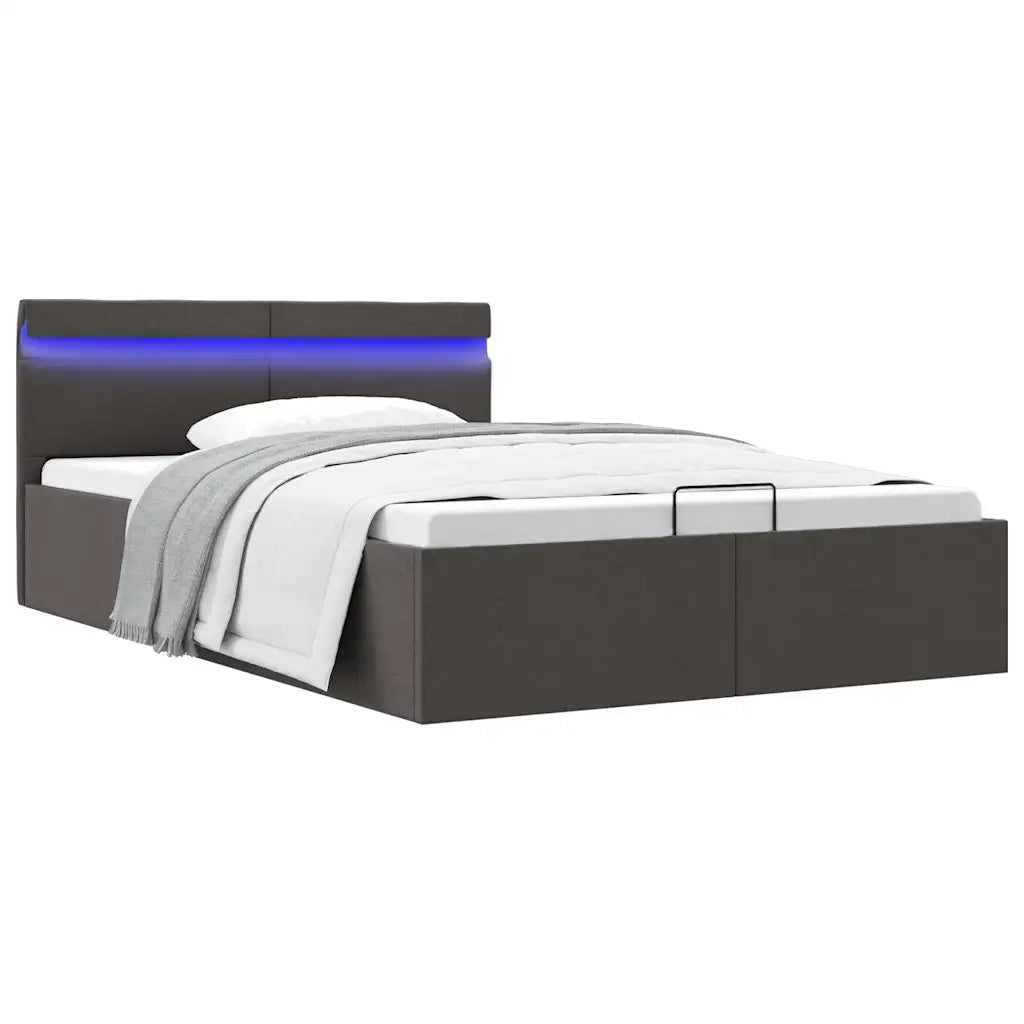 Giroletto con Contenitore e LED Grigio Scuro Tessuto 120x200 cm 285602