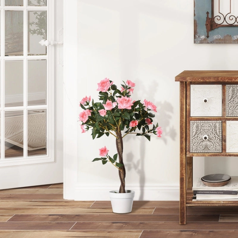 Grandi rose artificiali, 90 cm, pianta artificiale, albero di rose artificiali in plastica in vaso, albero artificiale dall'aspetto realistico, per