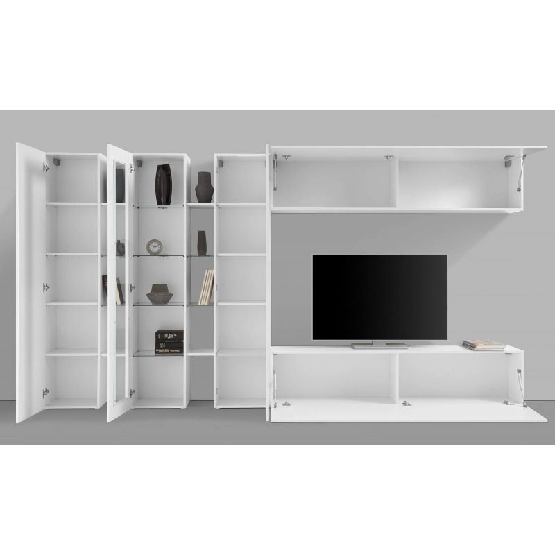 Parete soggiorno Maruska – 380x180x30 – Bianco Lucido