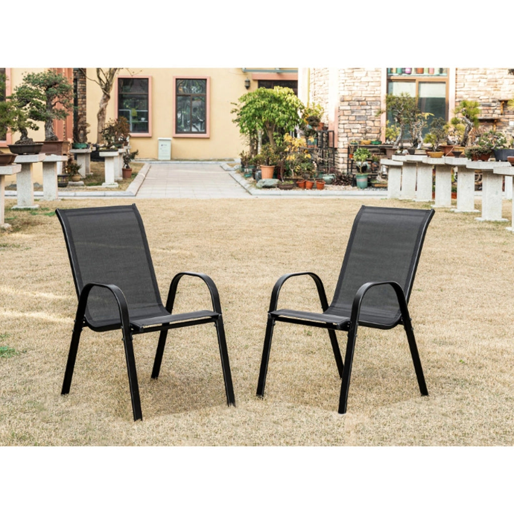 Set Bistro Island con Tavolo Quadrato e 2 Sedie Sofia in Metallo e Textilene