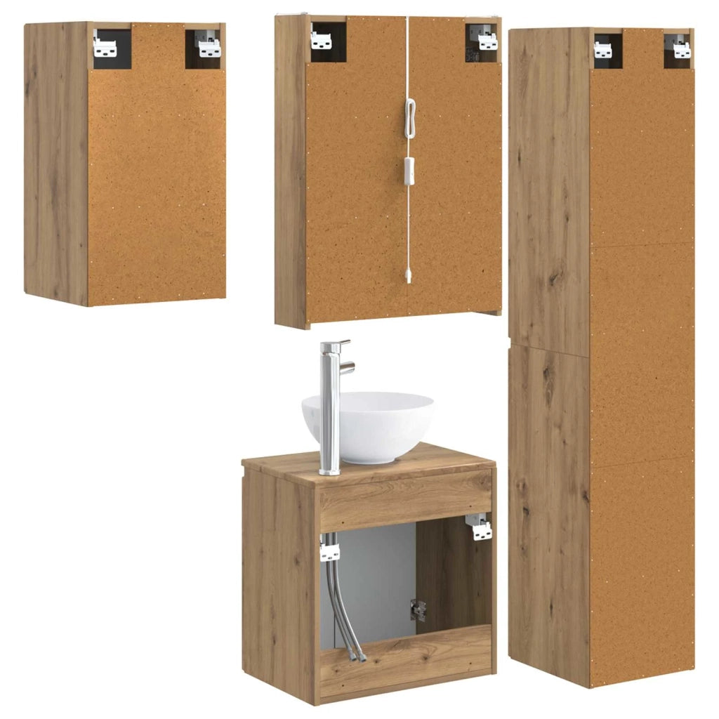 Set di Armadi da Bagno 5 pcs Rovere Artigianale 3407310