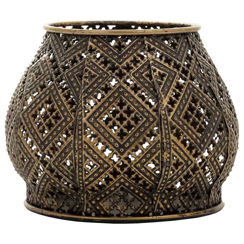 Portacandele in metallo dorato 14x14x10,5h