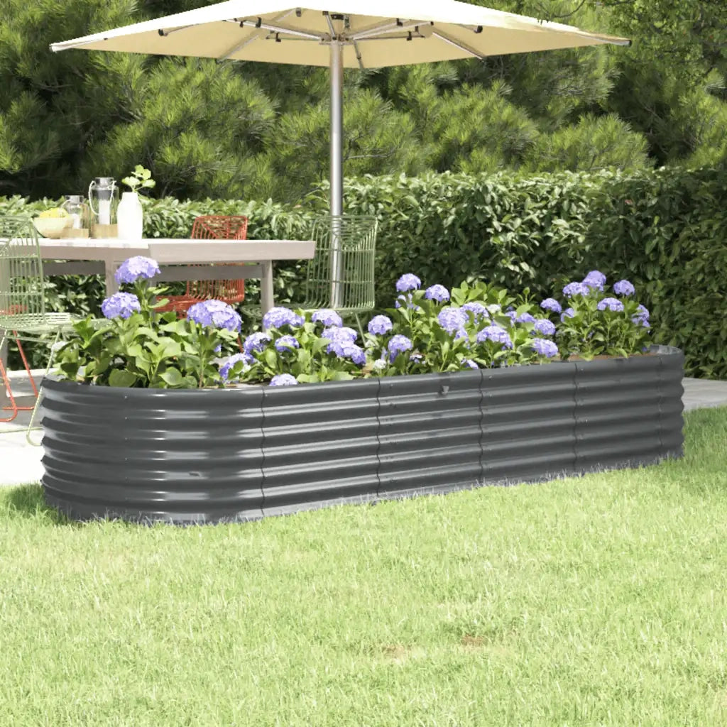 Fioriere | Cassetta per fiori | Letto da Giardino in Acciaio Zincato 224x80x36 cm Antracite