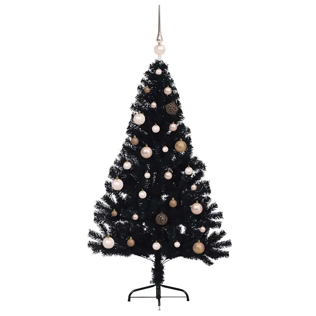 Albero di Natale | Decorazioni natalizie artificiale con luci integrate Nero 150 cm PVC