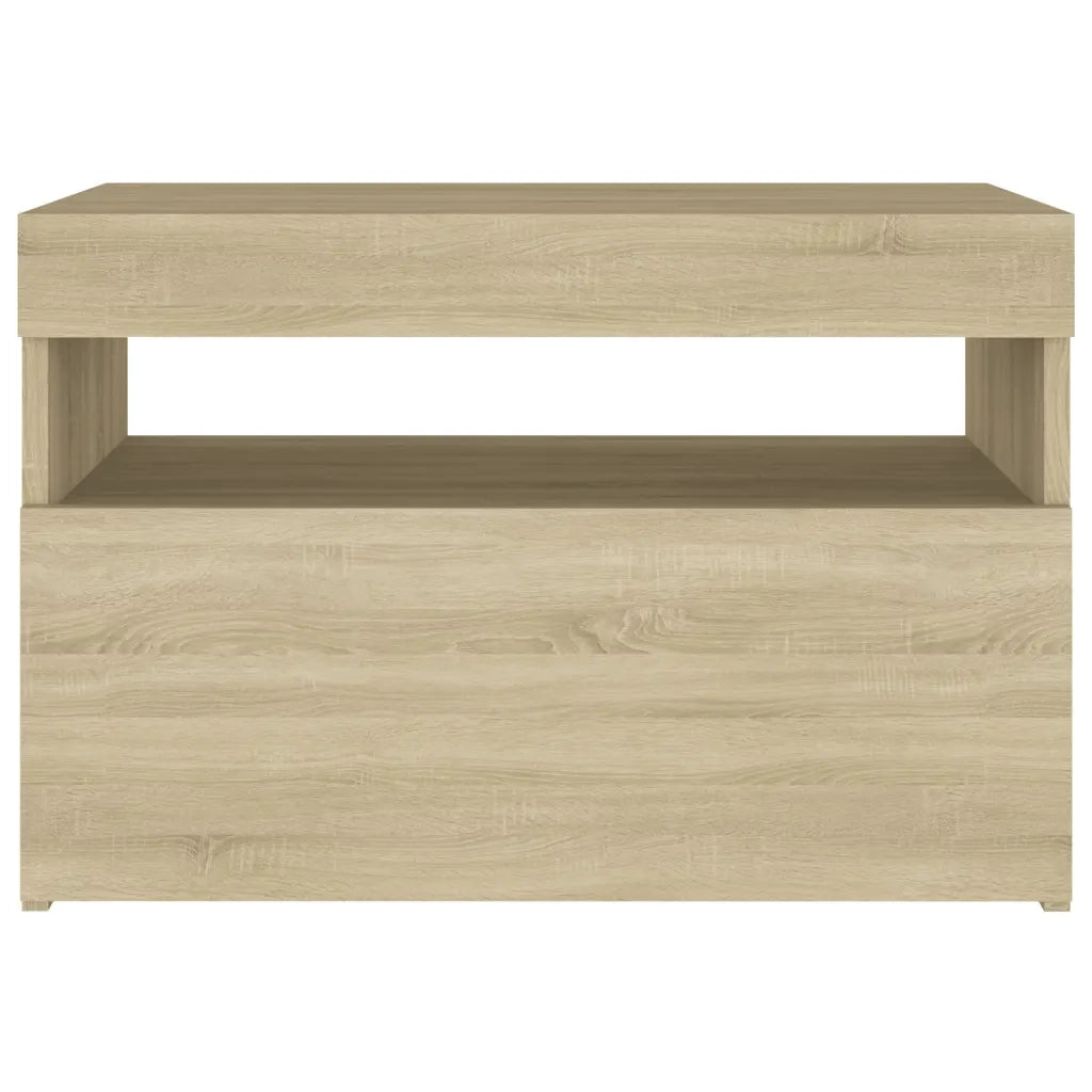 Comodini con Luci LED 2 pz Rovere Sonoma 60x35x40 cm 3082781
