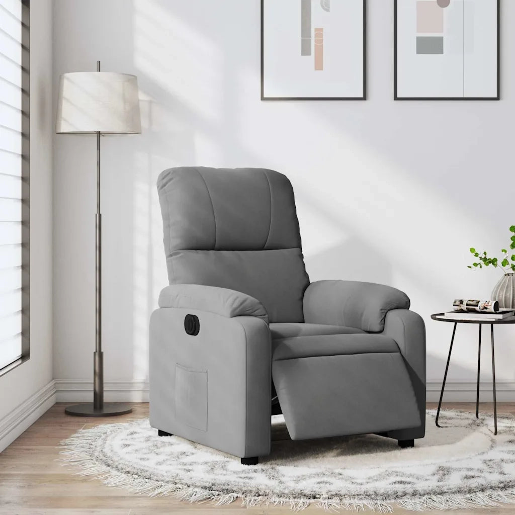 Divano Sedia-Poltrona Reclinabile Elettrica Grigio Scuro Tessuto Microfibra 616854
