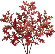 3 Steli di foglie artificiali di quercia marrone scuro per decorazione di interni e fiori.