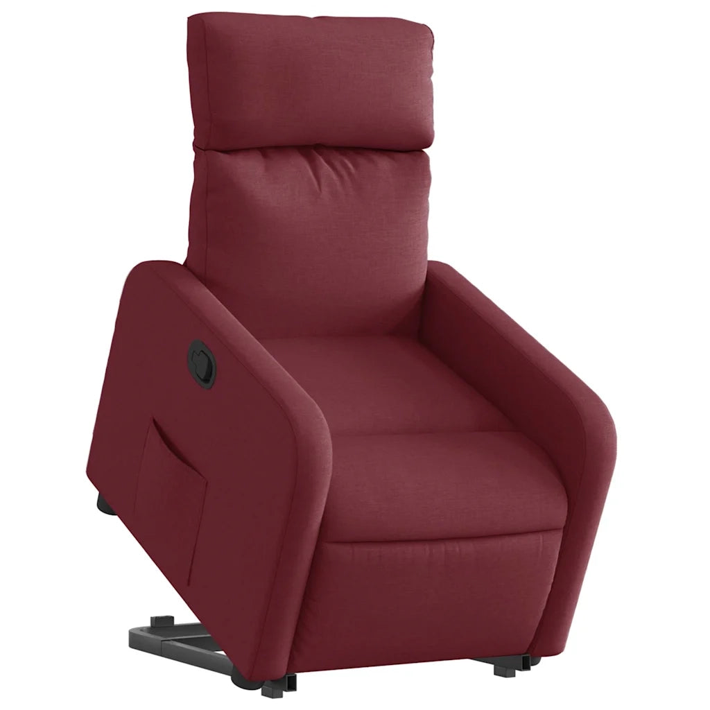 Poltrona | Sedia Relax Alzapersona Reclinabile Rosso Vino in Tessuto
