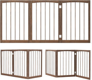 Cancelletto in Legno per Cani 159 x 76 cm, Recinto per Bambini, Cancello Pieghevole a 3 Pannelli per Porte, Scale e Corridoi (Naturale)