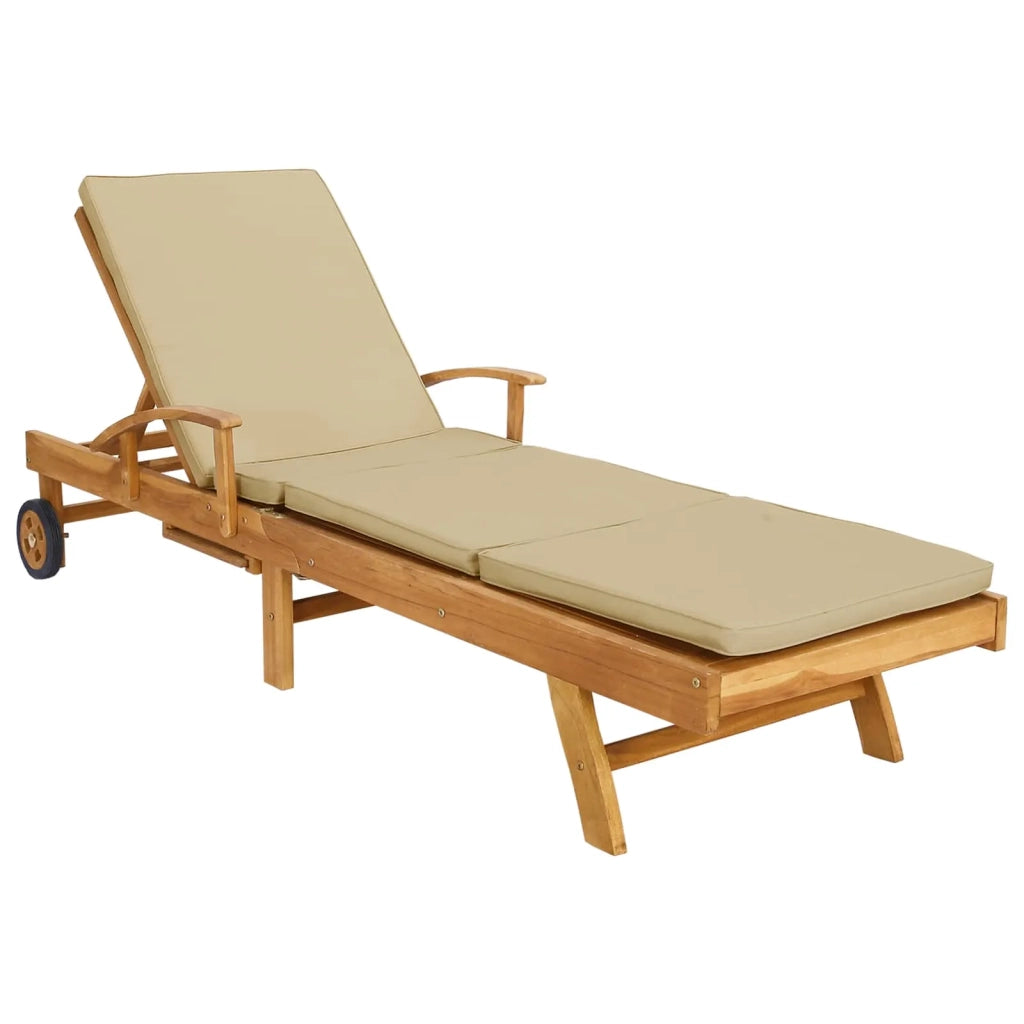 Lettino da sole 100% Poliestere Teak Solido