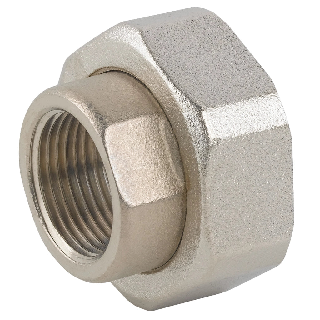 RACCORDO IN 2 PZ FF PER POMPA IN OTTONE NICHELATO CON GUARNIZIONE- 1/2 x 11/4- CAVAL- pezzi 1