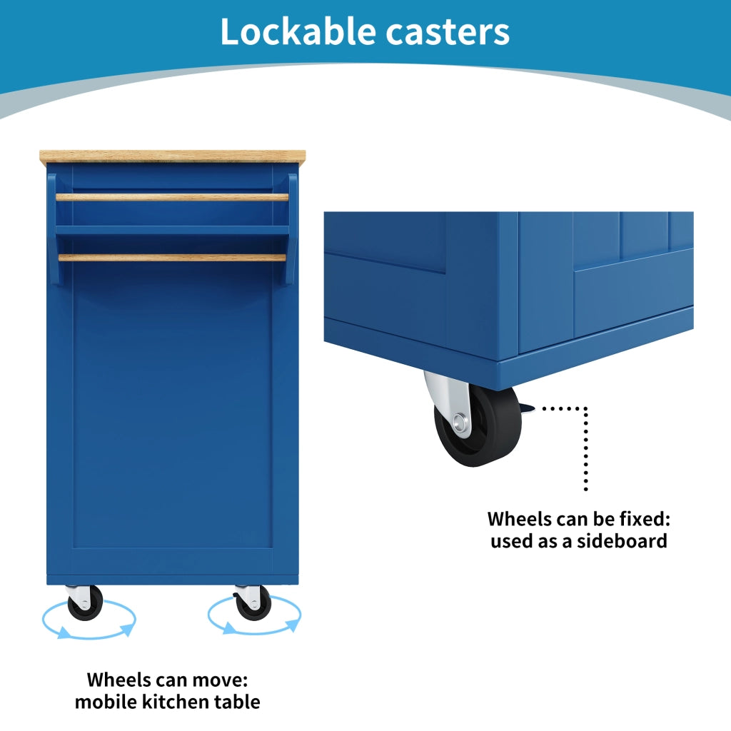 CARRELLO DA CUCINA 102x45x92 cm Blu in MDF e metallo