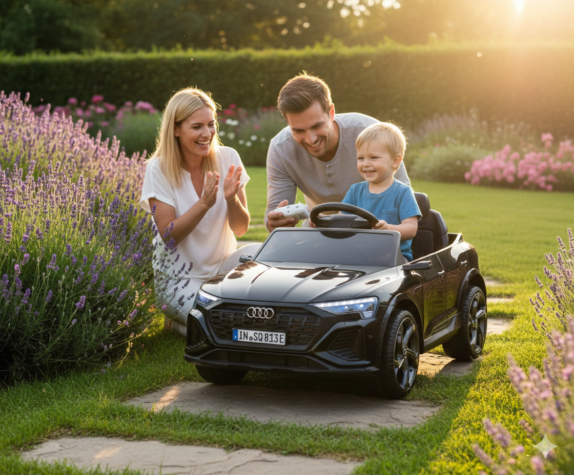 Macchina Elettrica per Bambini 12V Licenza Ufficiale Audi SQ8 E-Tron con Telecomando e Sedile Pelle Nero