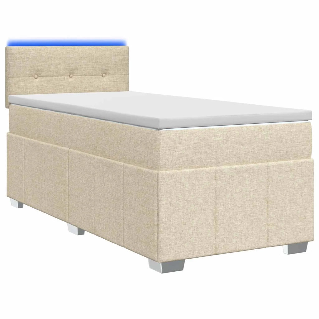 Letto box spring con materasso Crema 90 x 200 cm Tessuto 3452591