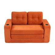 divano modulare 2 posti convertibile con portabicchieri e tasche laterali in velluto a coste arancione 136 Ã— 80 Ã— 82.5 cm
