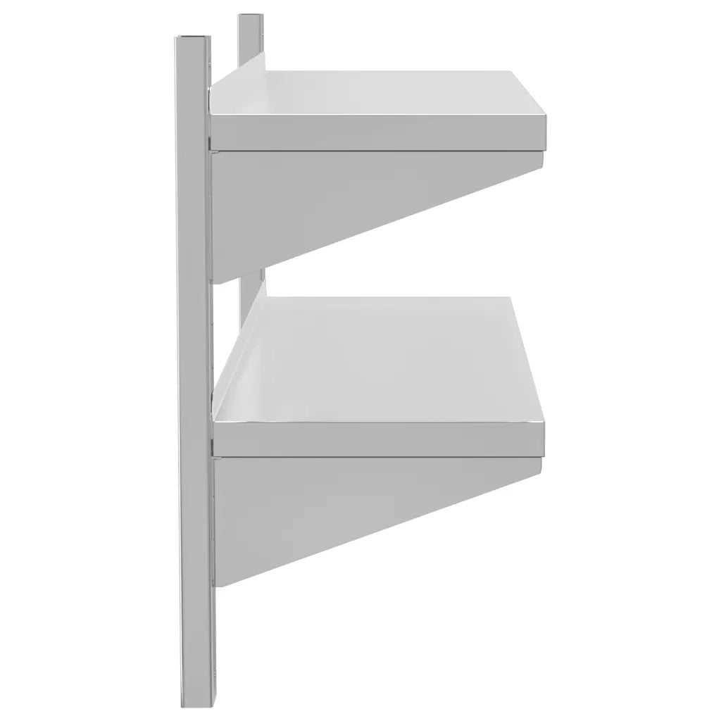 vidaXL Mensola Muro 2 Ripiani 100x30x60cm Argento Acciaio Inossidabile