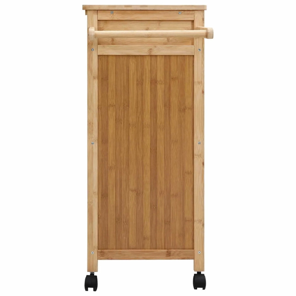 Carrello da Cucina con Ruote Naturale 90,5 x 36 x 86,5 cm Bambù