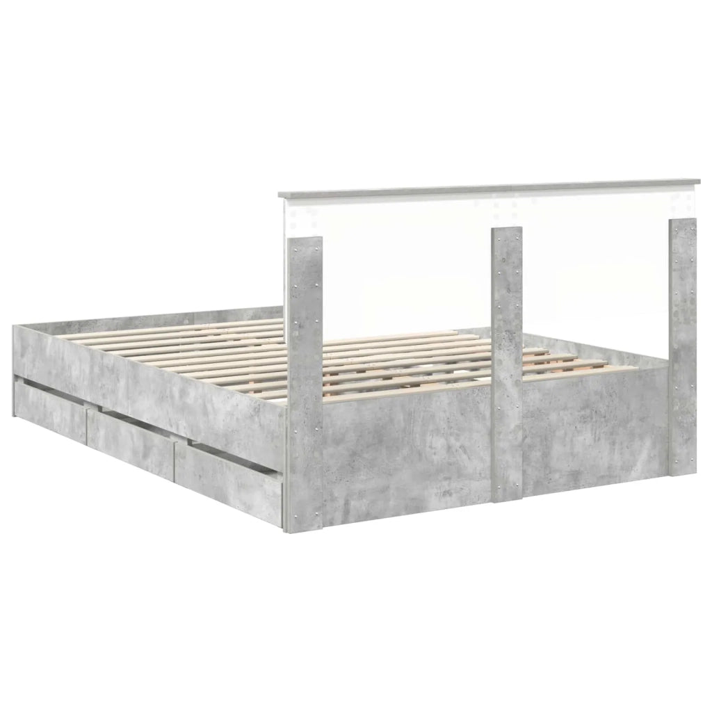 Struttura del letto con cassetto Grigio cemento 160 x 200 cm 3407966